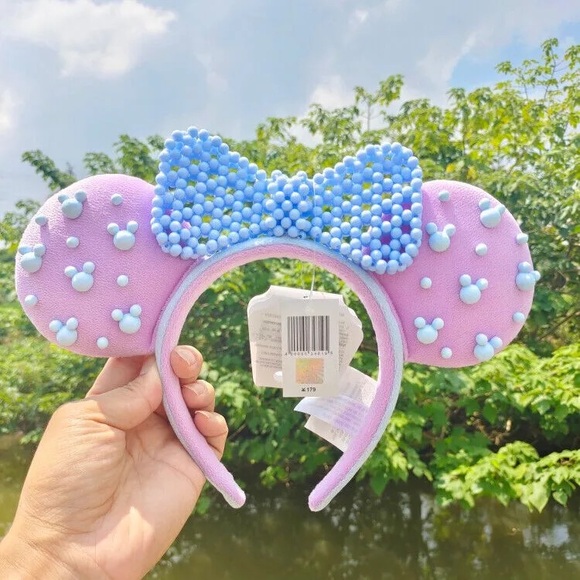 Disney Accessories - Disney Lavender and Baby Blue Mickey Ears NWT Minnie Mouse Beaded